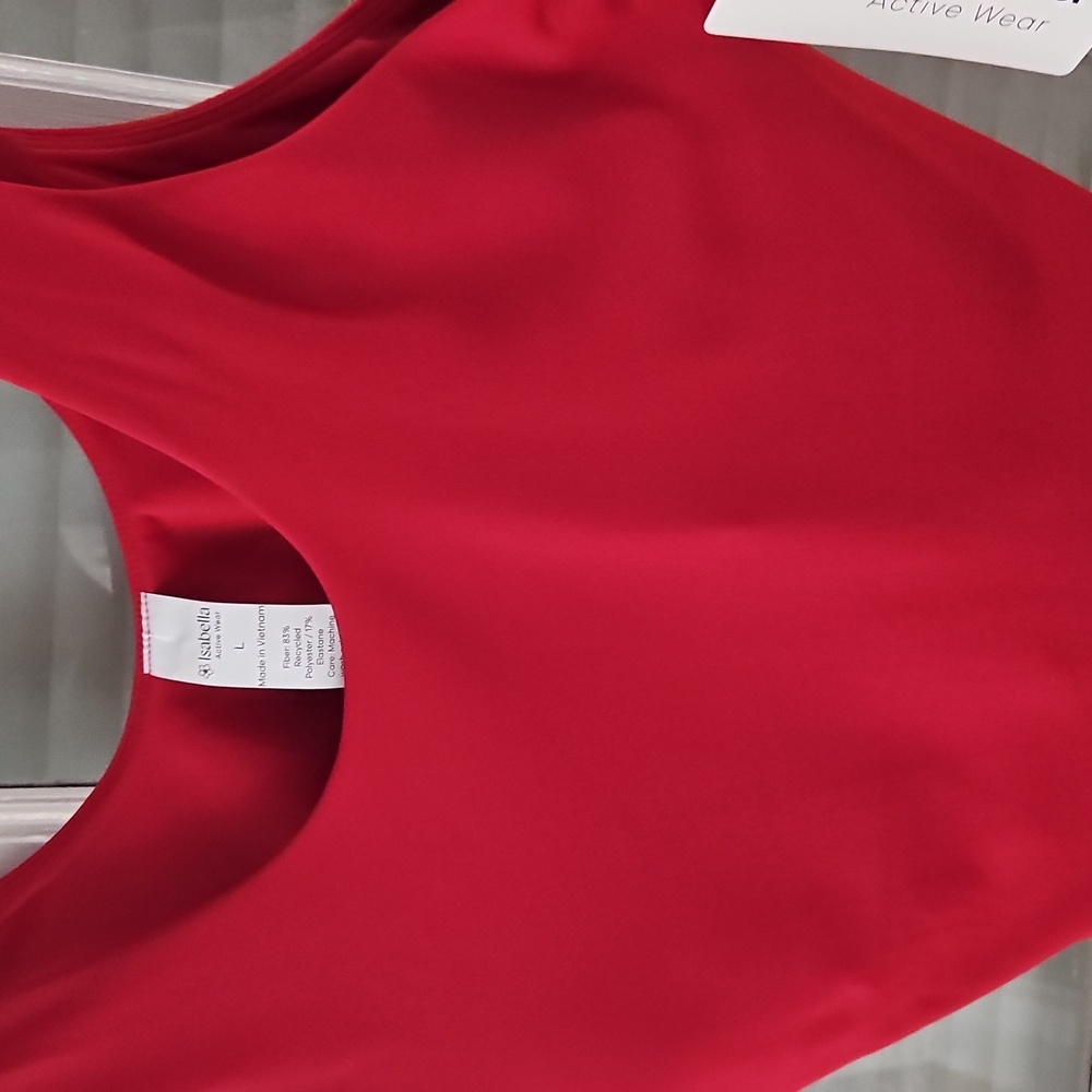 NWT Isabella Red Women's Tank Top With Built In Bra. Sz Large - Picture 4 of 6